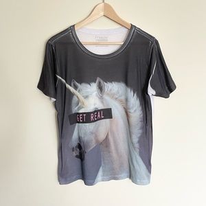 Freeze Unicorn “Get Real” Graphic T Shirt Women’s size XL